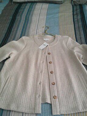 J. Jill Pure Jill Short knit jacket in light beige unlined NWT  Size Large